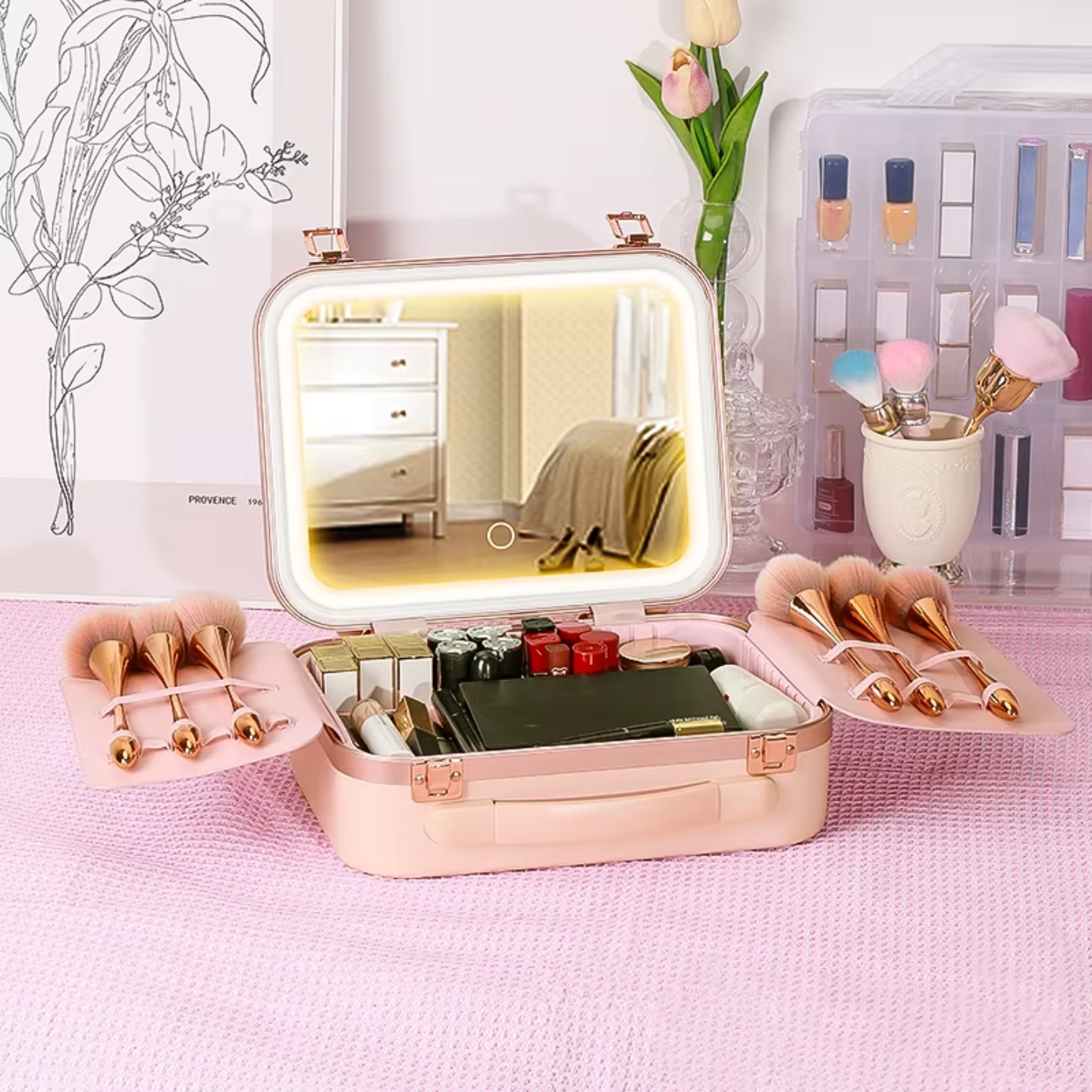 Makeup Case with LED Mirror